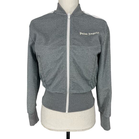 Palm Angels Glittery Lurex Bomber Striped Logo Track Jacket - Picture 7 of 15